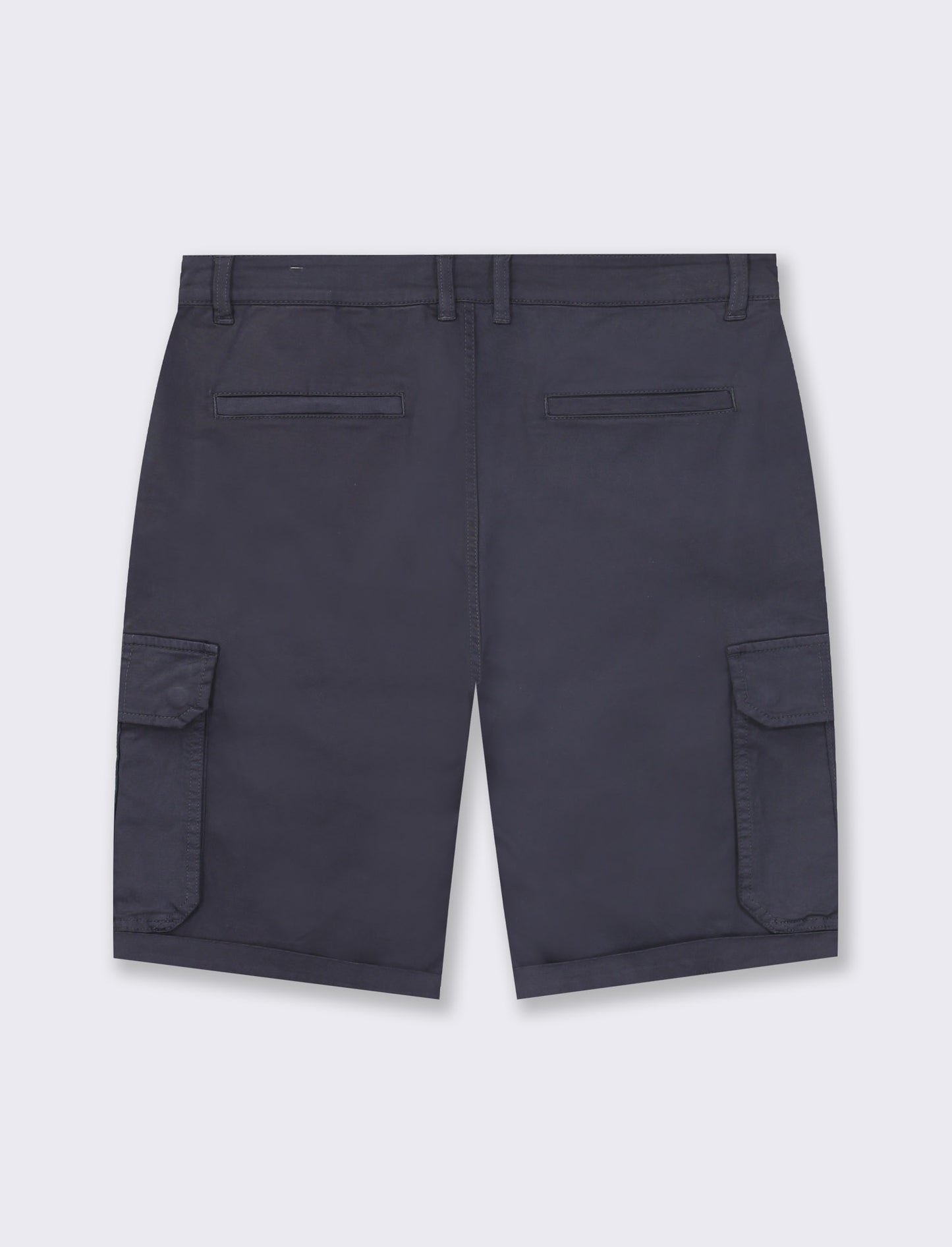 Cotton Stretch Washed Cargo Bermuda Shorts with Side and Back Pockets - Blue