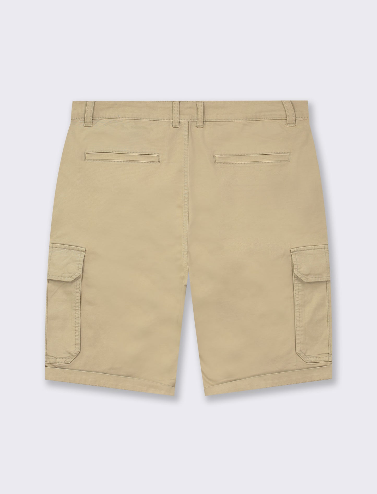 Cotton Stretch Washed Cargo Bermuda Shorts with Side and Back Pockets - Beige