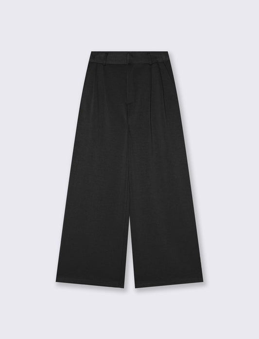 Pantalone palazzo con pinces e tasche - Nero