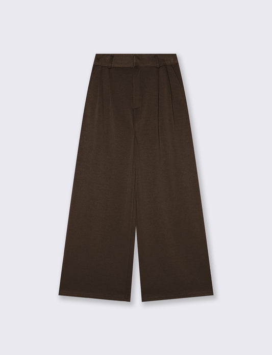 Pantalone palazzo con pinces e tasche - Moro