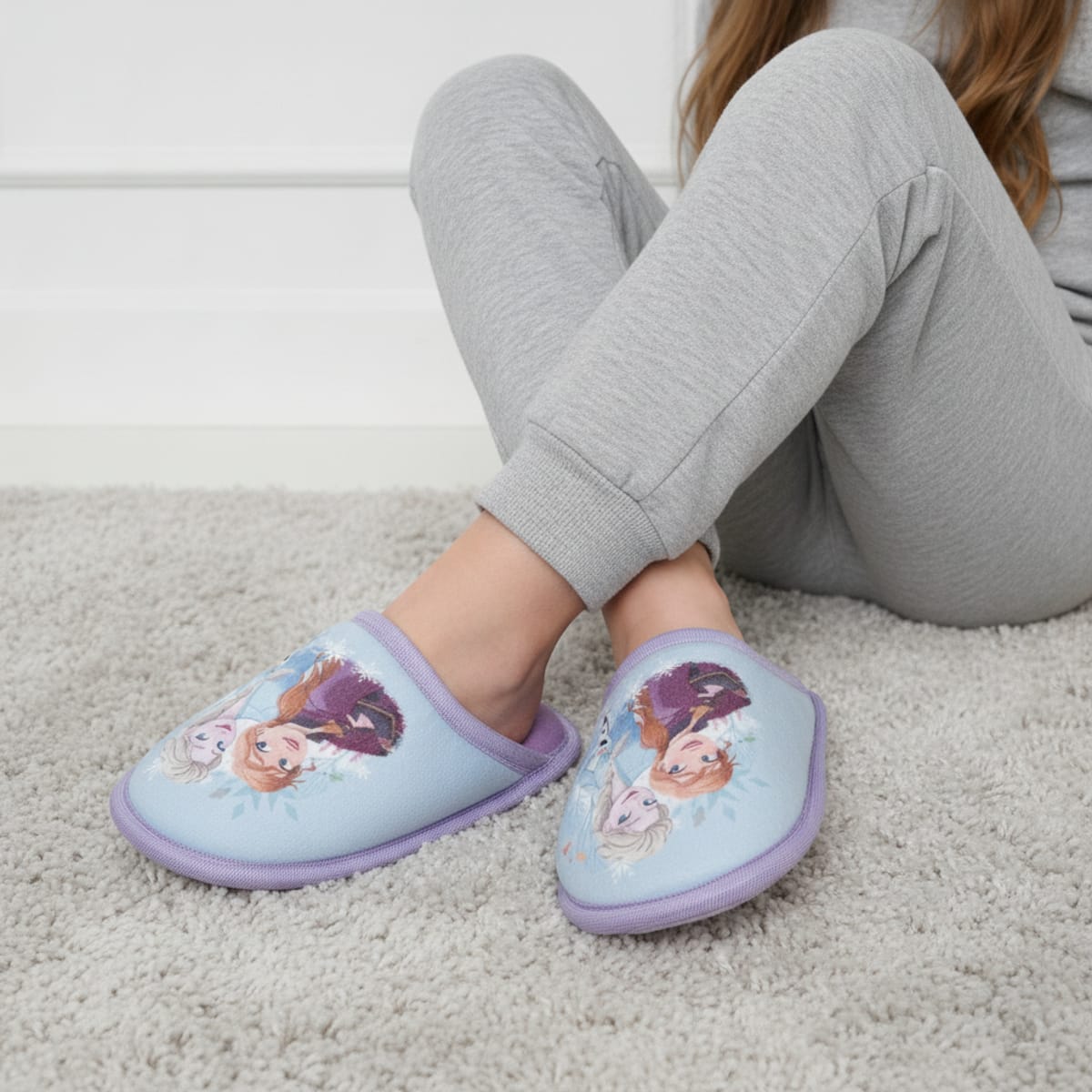Frozen Lilac Fabric Slippers - Purple
