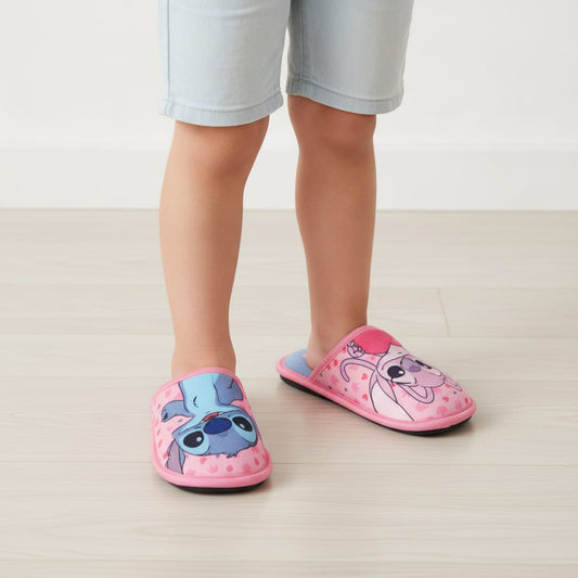 Pantofola rosa con Stitch&Angel per bambina - Rosa