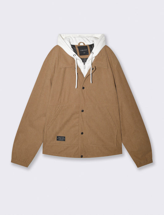 GIUBBOTTO OVER SHIRT IN VELLUTO - Beige scuro