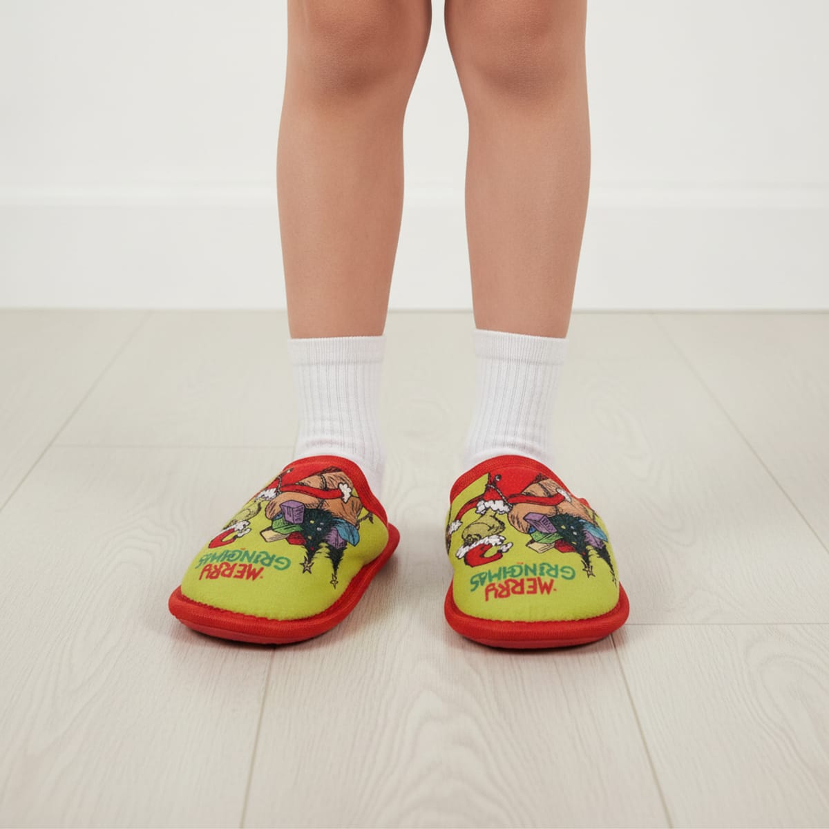 Pantofola Natale Grinch per bambini - Rosso