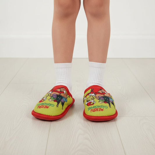 Grinch Christmas Slippers for Kids - Red