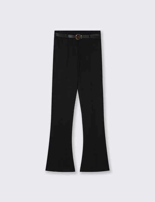 Fuseaux flare con cintura elastica - Nero