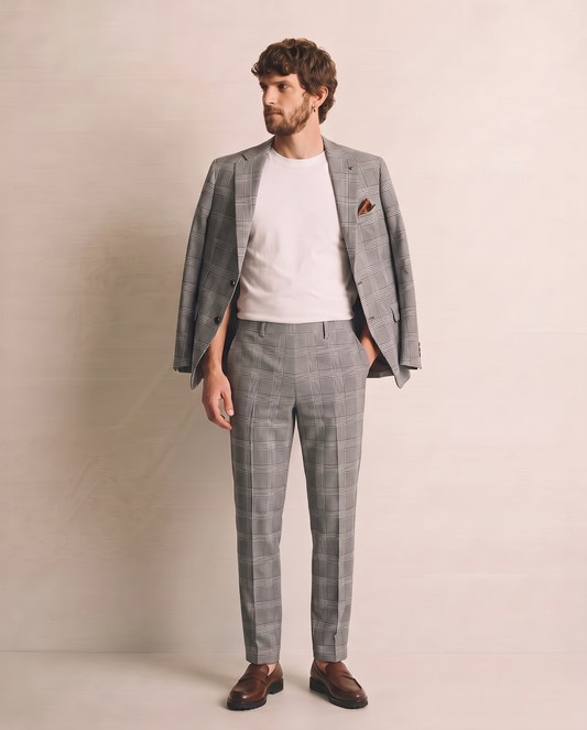 Pantaloni a quadri formal fit elegante - Grigio