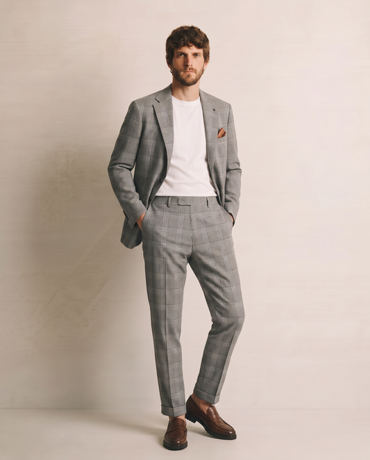 Plaid Blazer Formal Fit with Collar - Grey