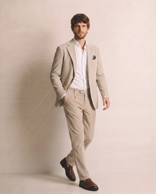 Velvet Blazer Regular Fit - Beige