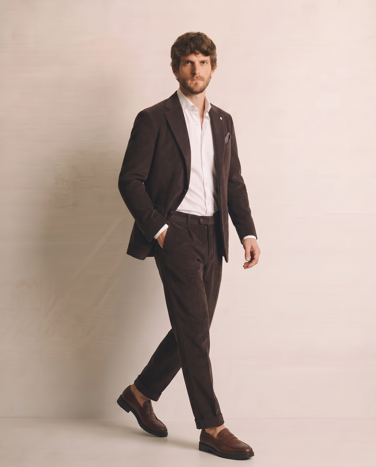 Blazer in velluto costa rocciatore formal fit - Moro
