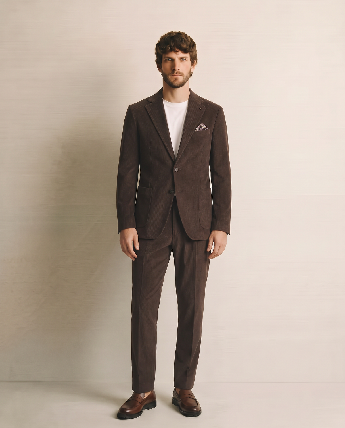 Velvet Blazer Formal Fit Elegant - Brown
