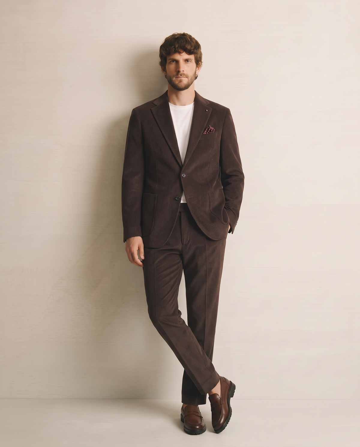 Velvet Blazer Formal Fit Elegant - Brown
