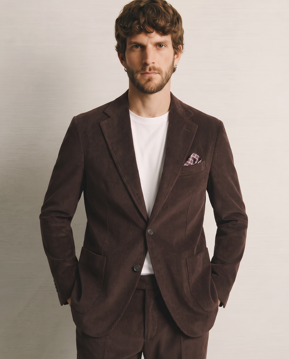 Velvet Blazer Formal Fit Elegant - Brown