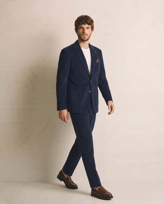 Velvet Blazer Formal Fit Elegant - Blue