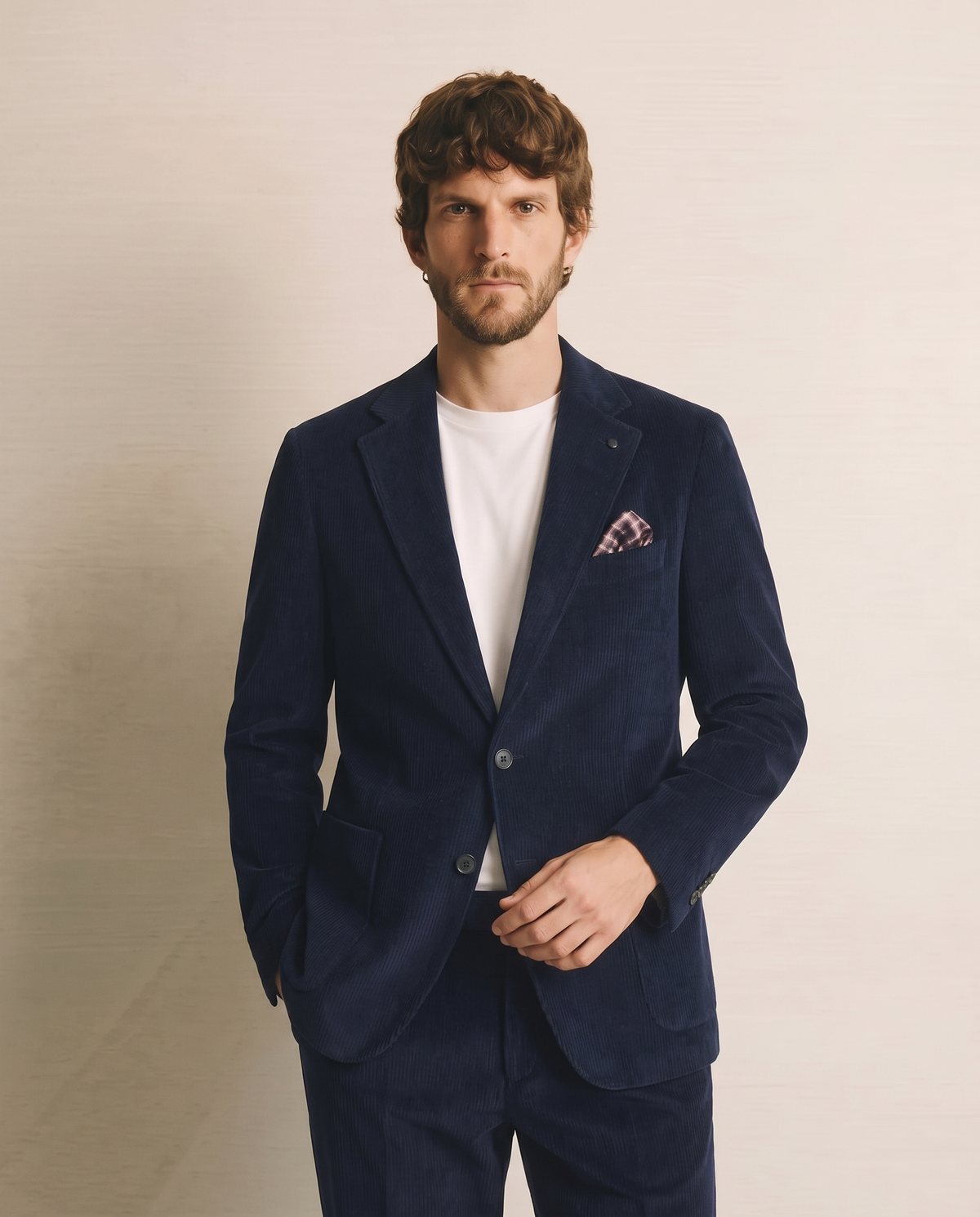 Velvet Blazer Formal Fit Elegant - Blue