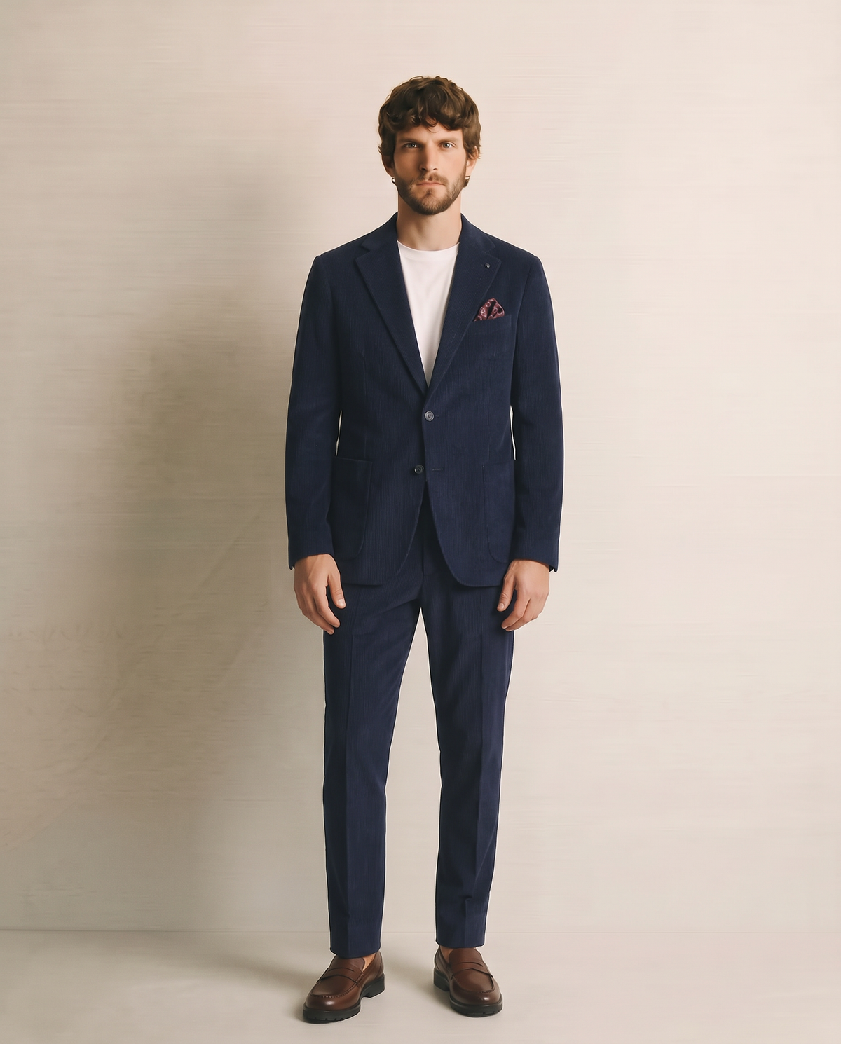 Elegant formal fit velvet pants - Blue