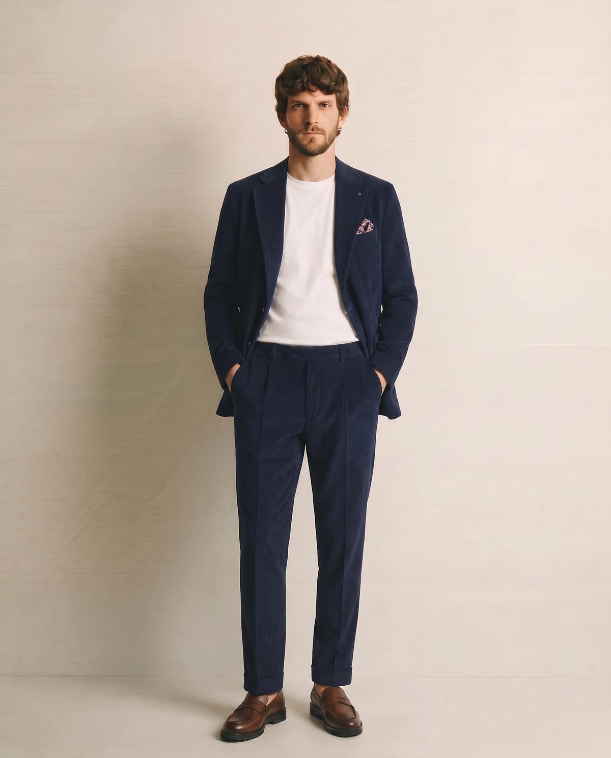 Elegant formal fit velvet pants - Blue