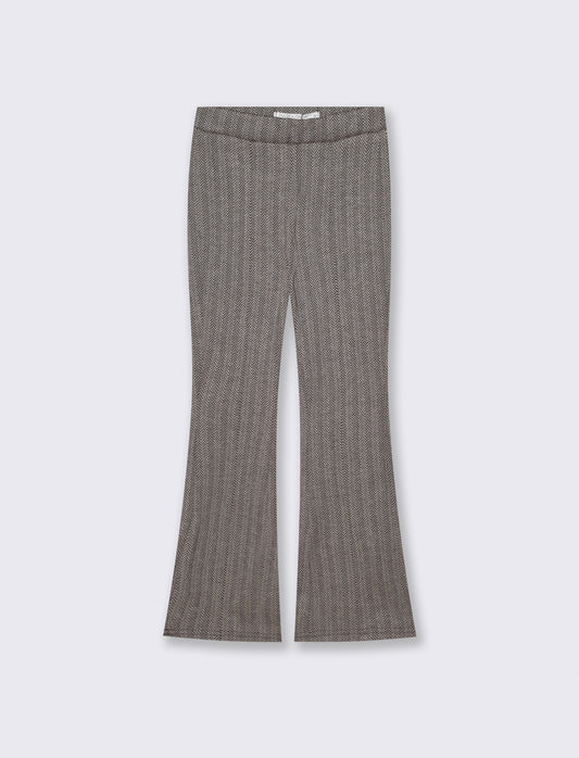 Elastic houndstooth flare pants - Beige