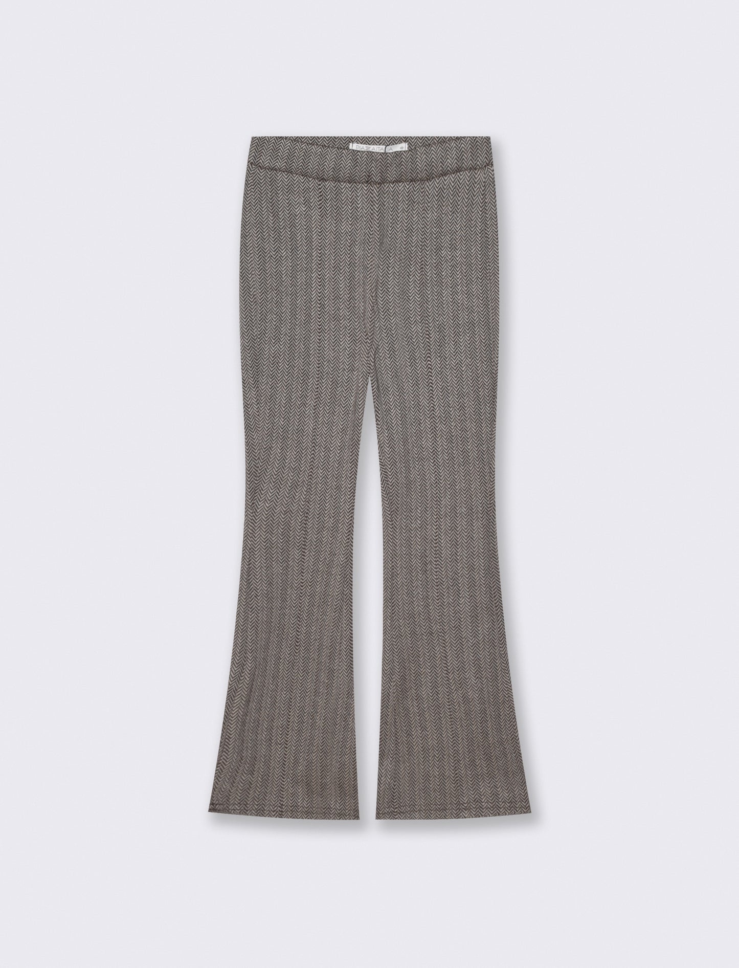 Pantaloni flare in tessuto spigato elastico - Beige