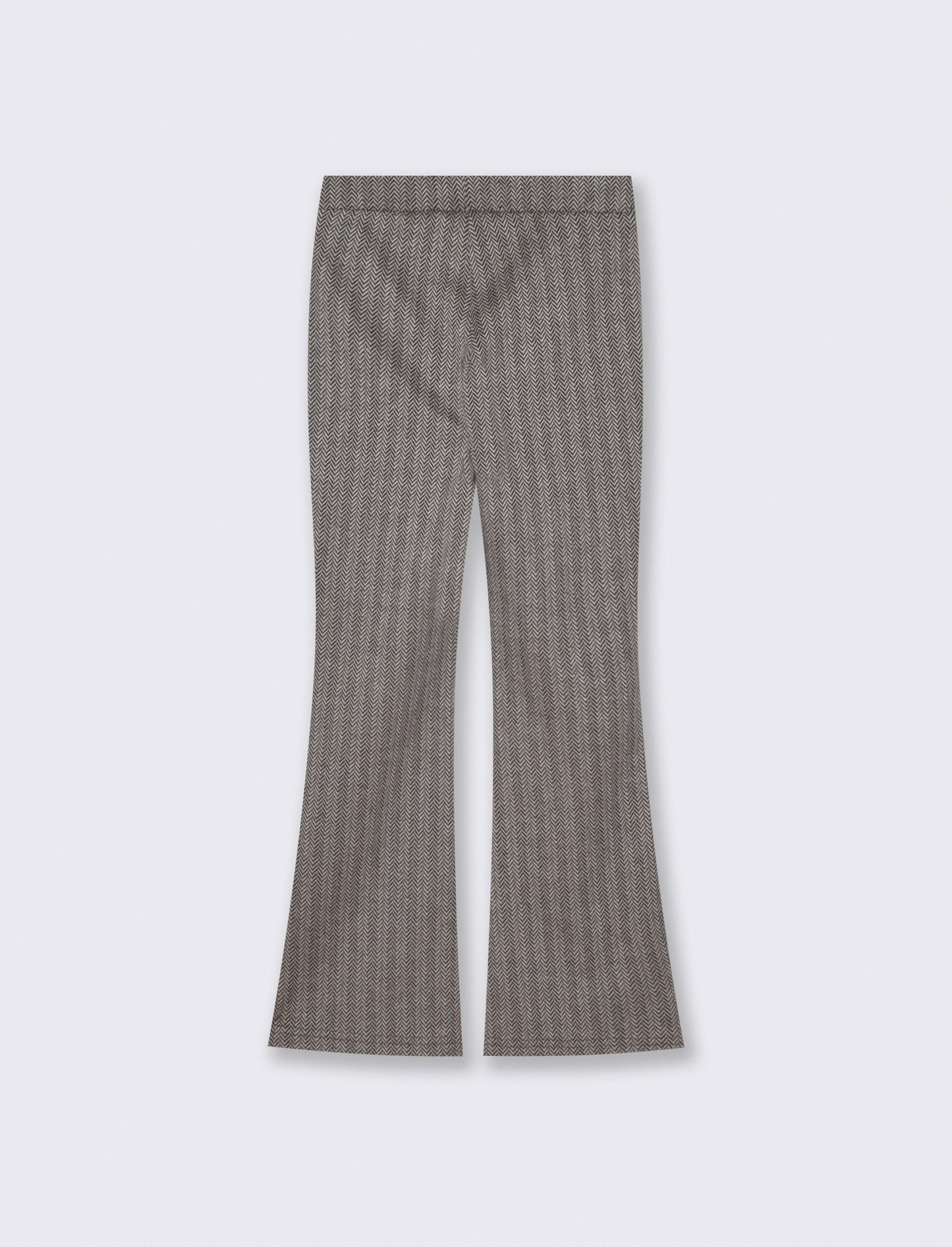 Pantaloni flare in tessuto spigato elastico - Beige