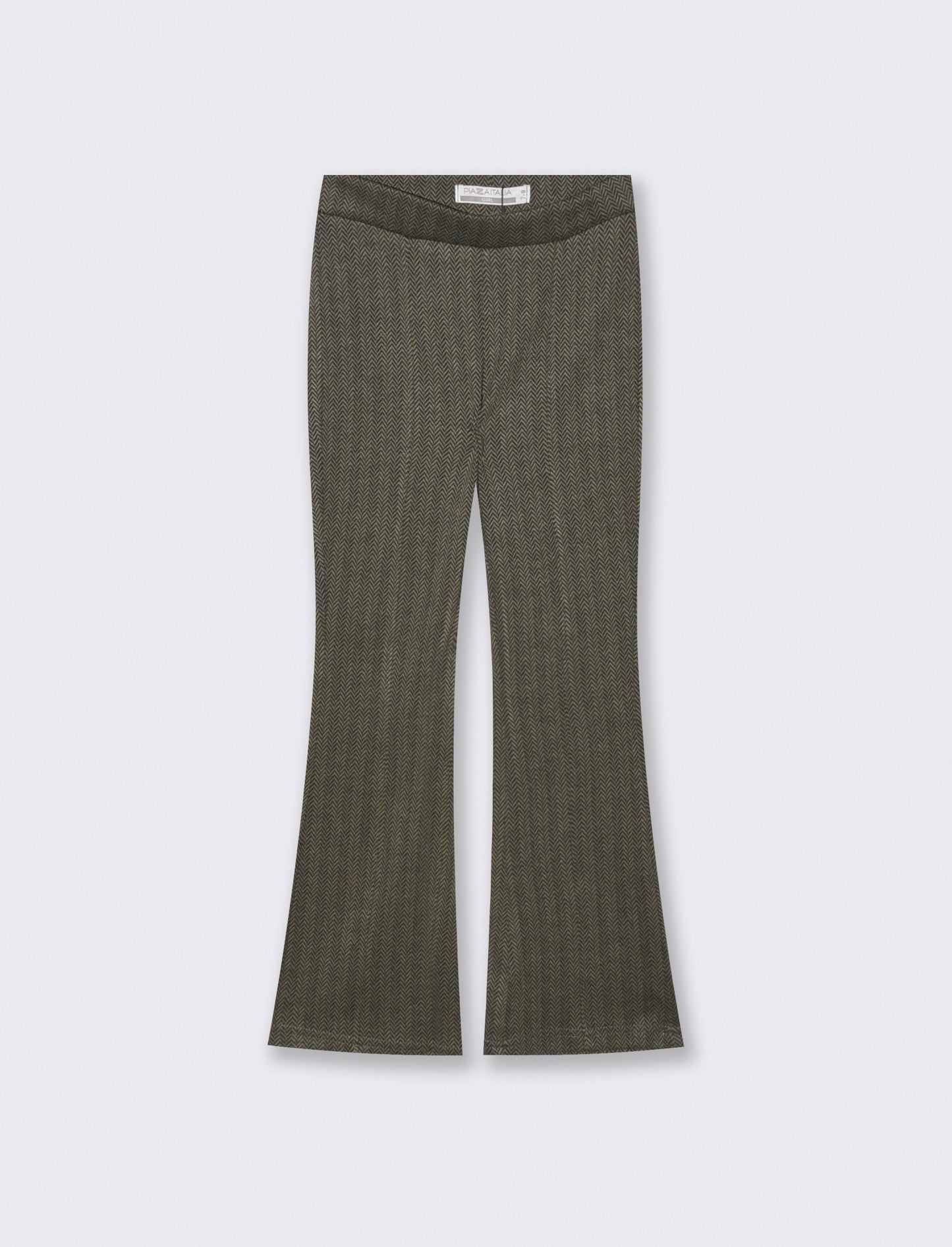 Elastic houndstooth flare pants - Green