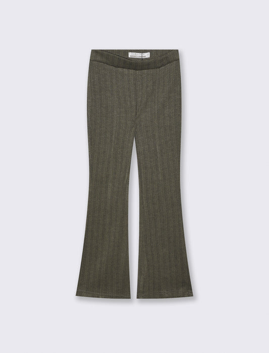 Elastic houndstooth flare pants - Green