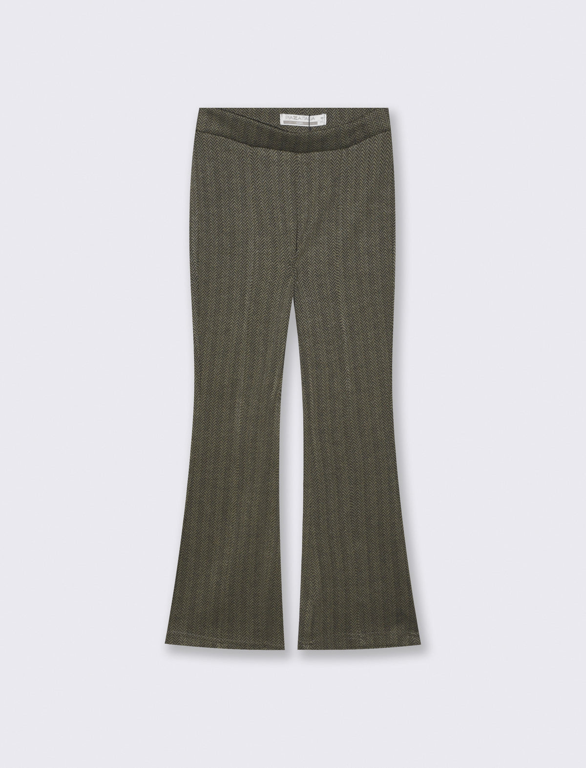 Elastic houndstooth flare pants - Green