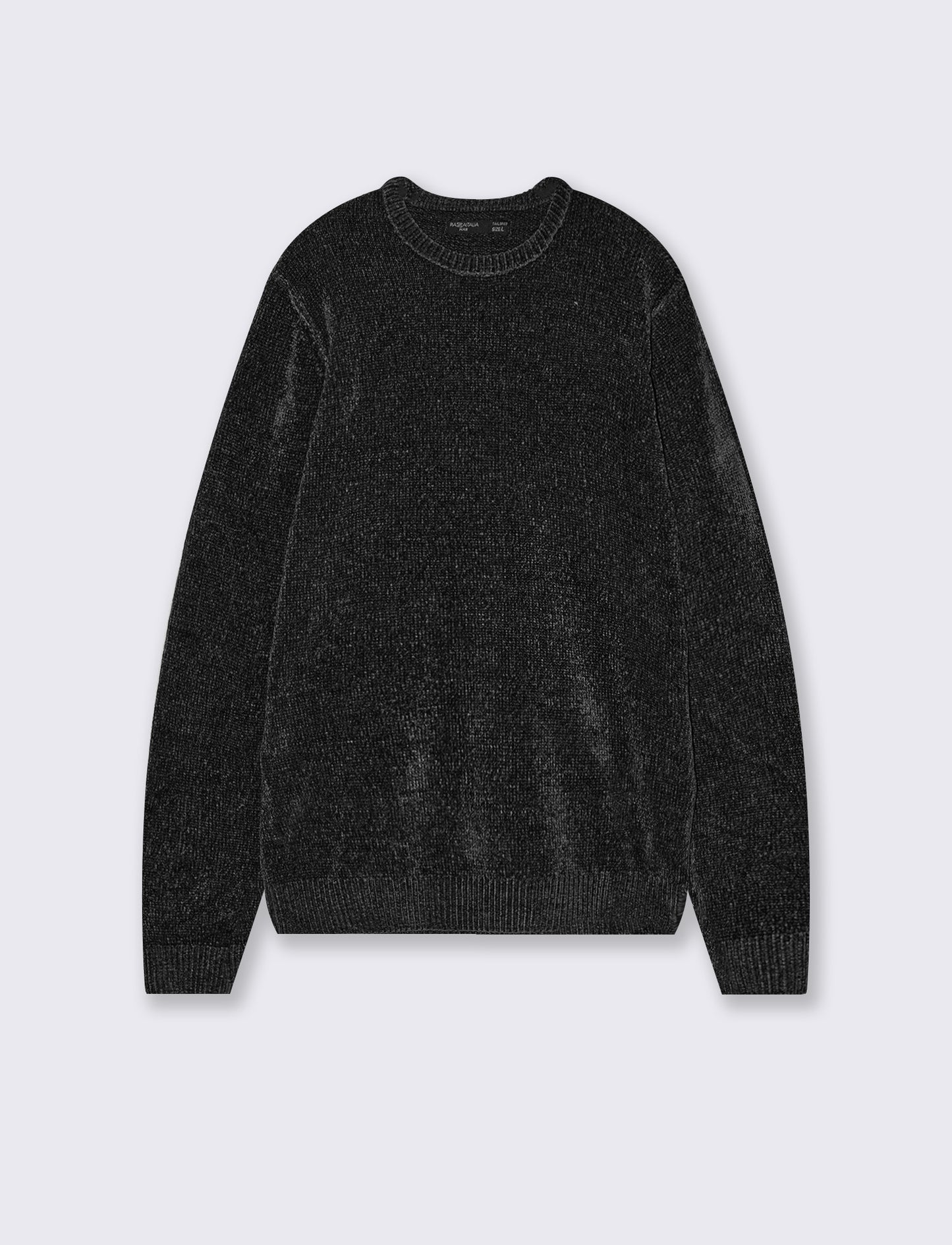 Maglia girocollo in ciniglia regular fit - Nero
