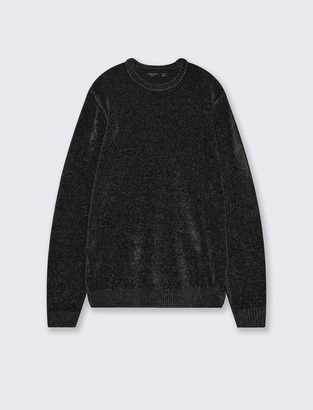 Maglia girocollo in ciniglia regular fit - Nero