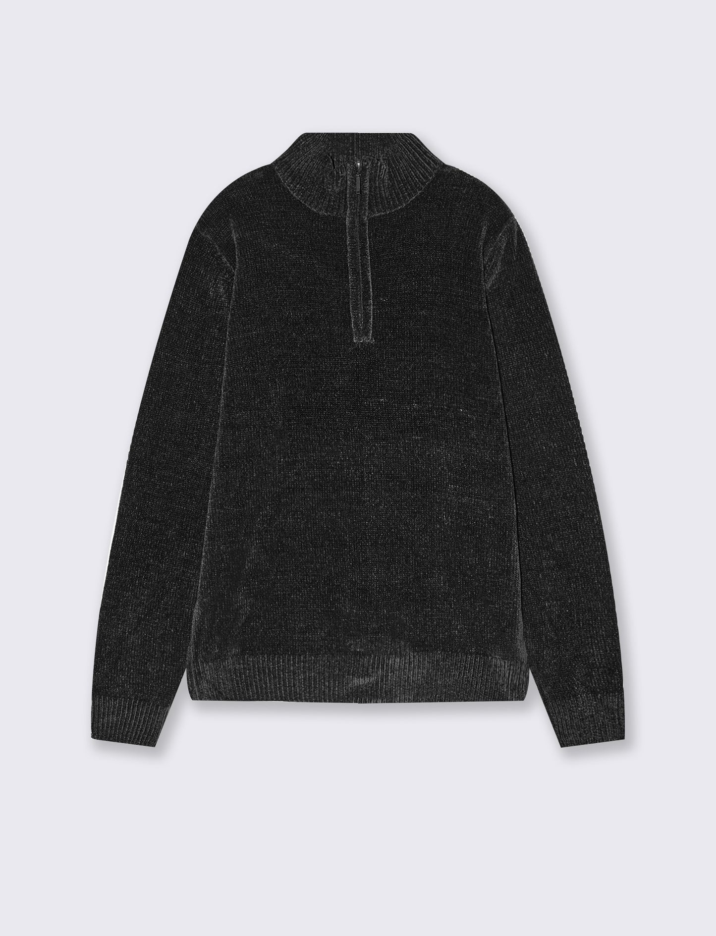 Maglia ciniglia collo alto con cerniera - Nero