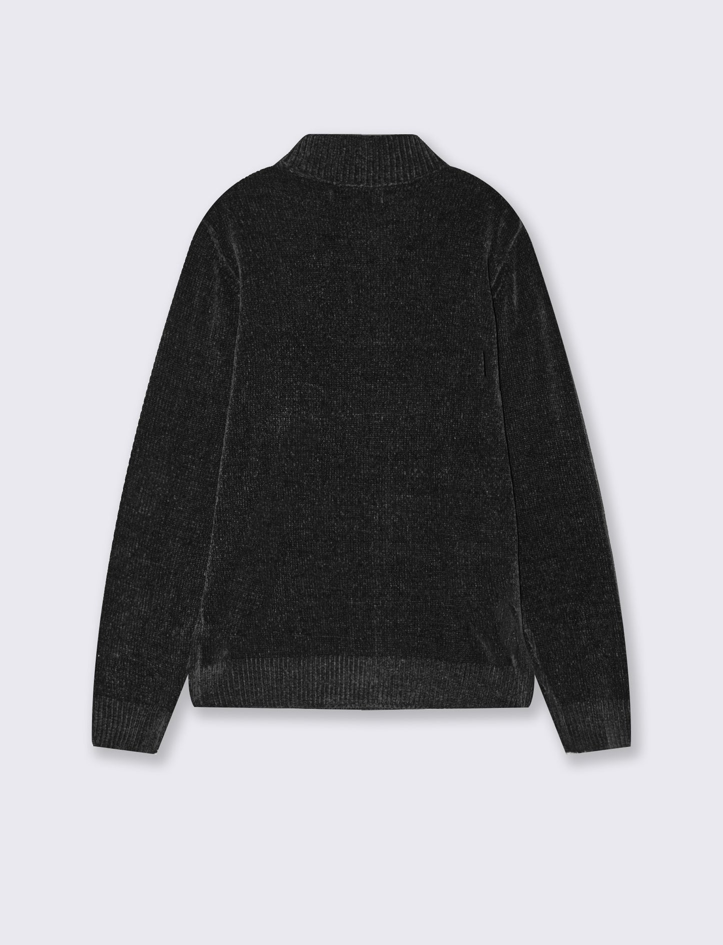 Maglia ciniglia collo alto con cerniera - Nero