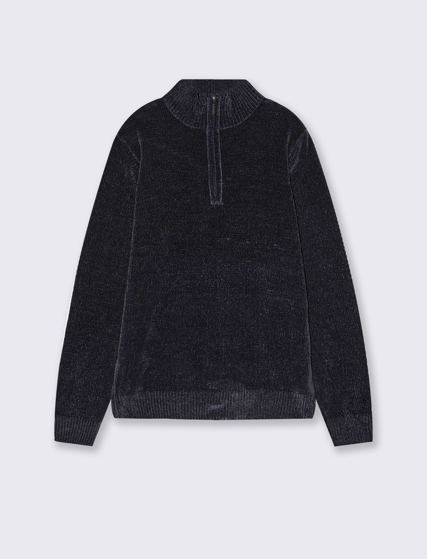 Maglia ciniglia collo alto con cerniera - Blu