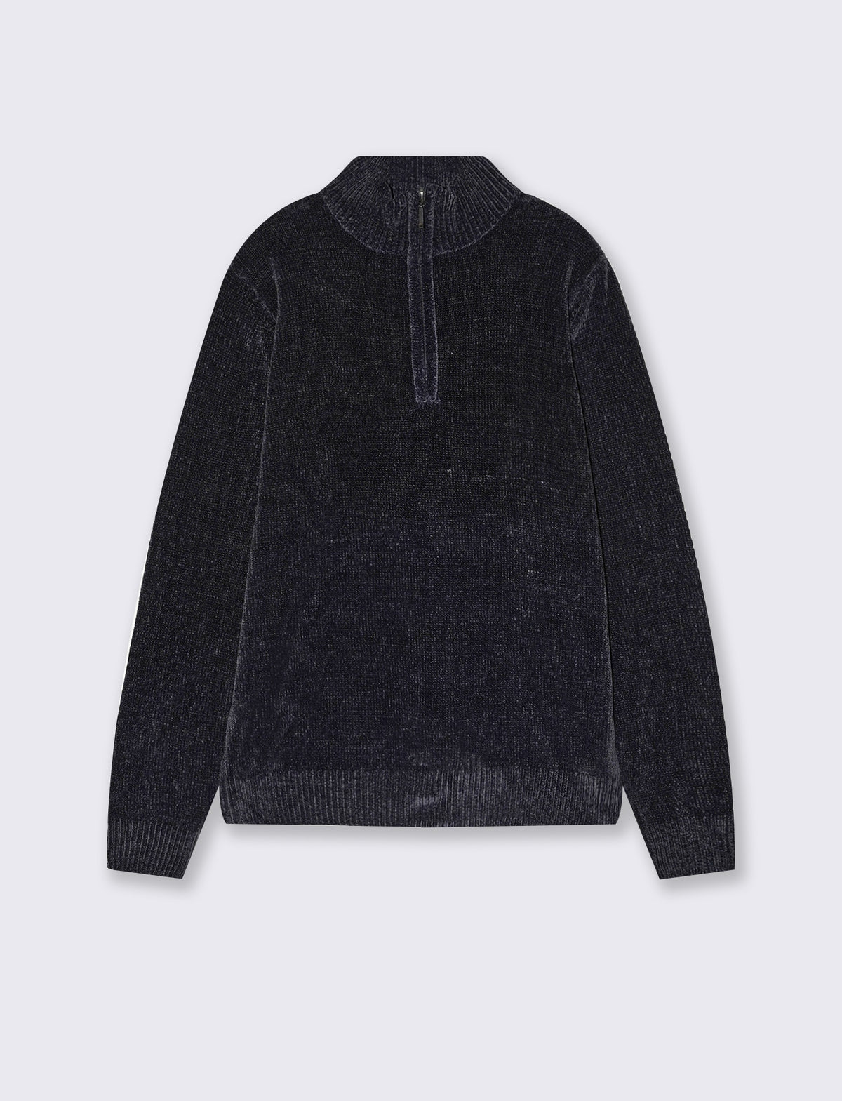 Maglia ciniglia collo alto con cerniera - Blu