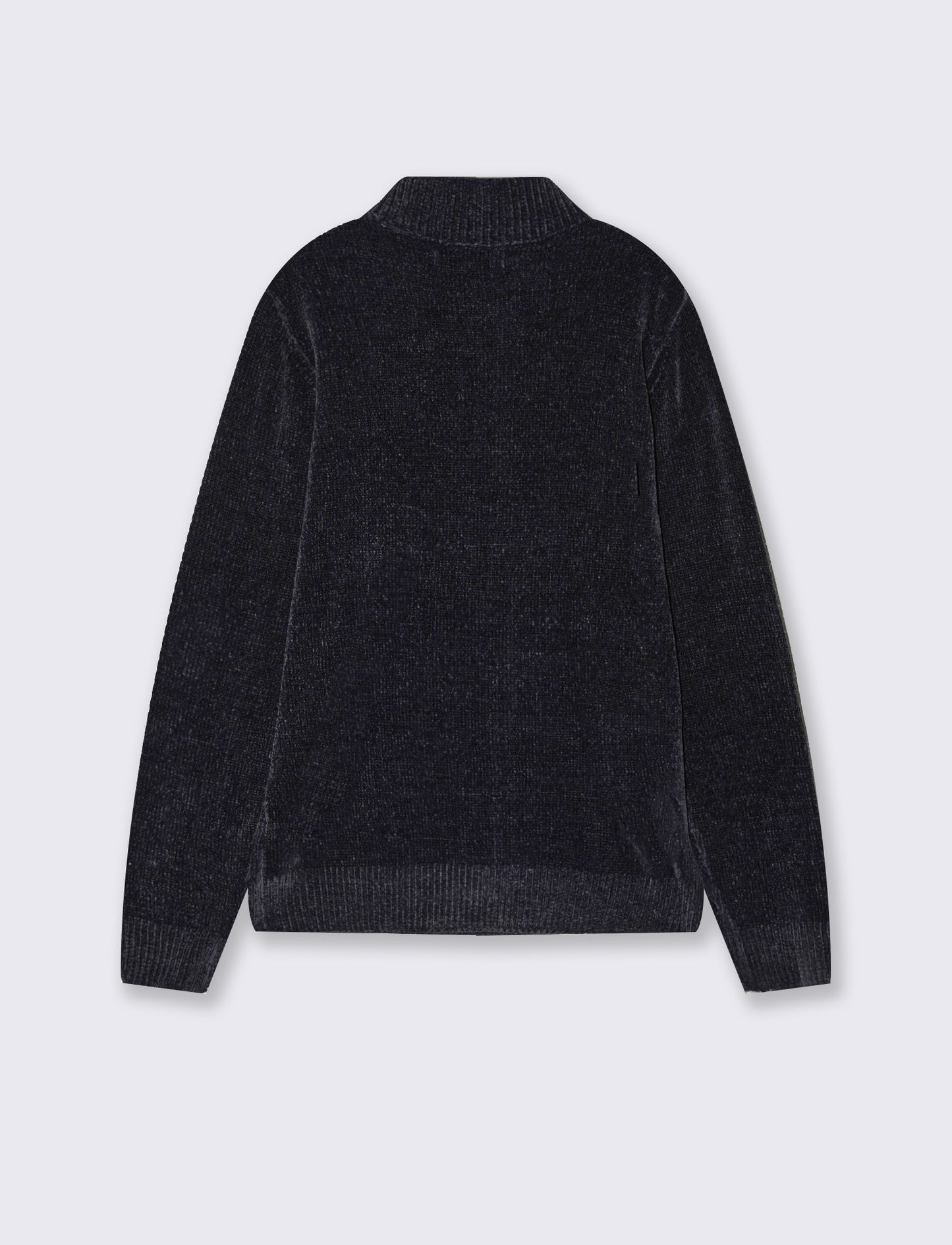 Maglia ciniglia collo alto con cerniera - Blu