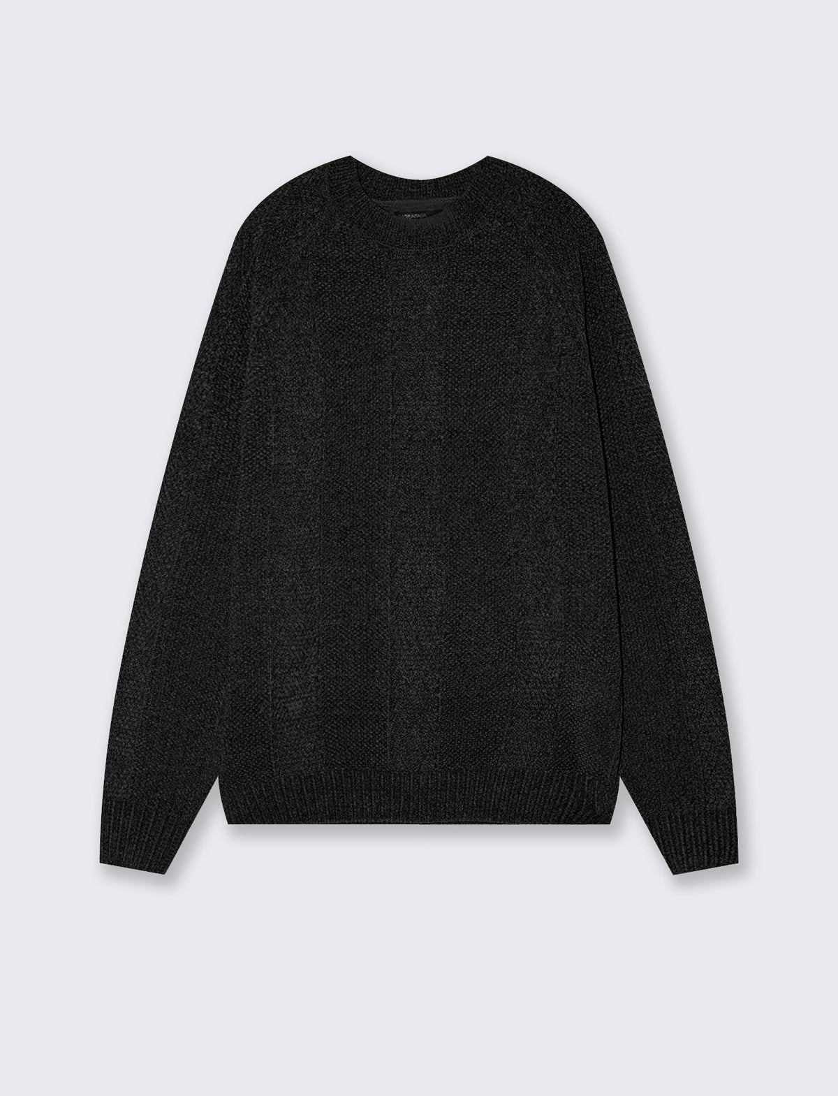 Maglia Jacquard Girocollo in Ciniglia - Nero