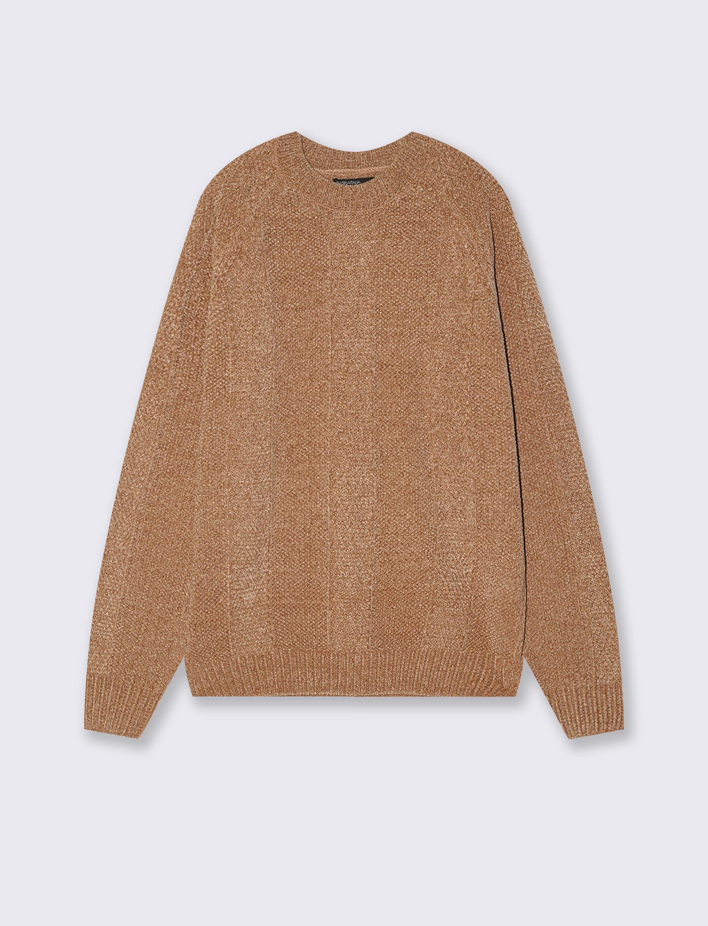 Maglia Jacquard Girocollo in Ciniglia - Cammello