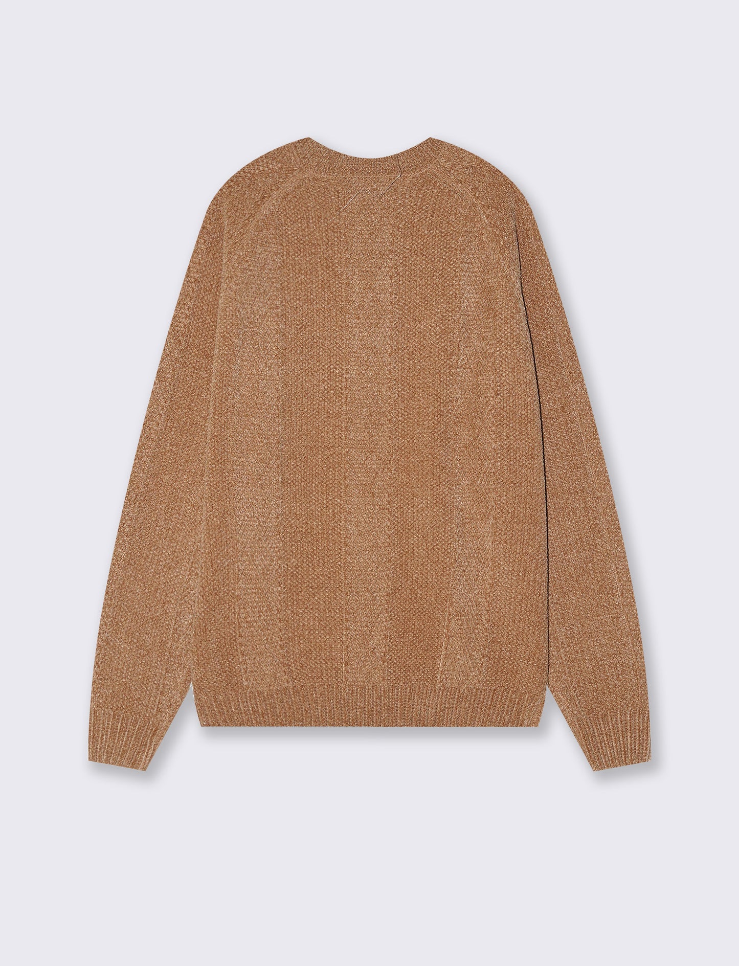 Maglia Jacquard Girocollo in Ciniglia - Cammello