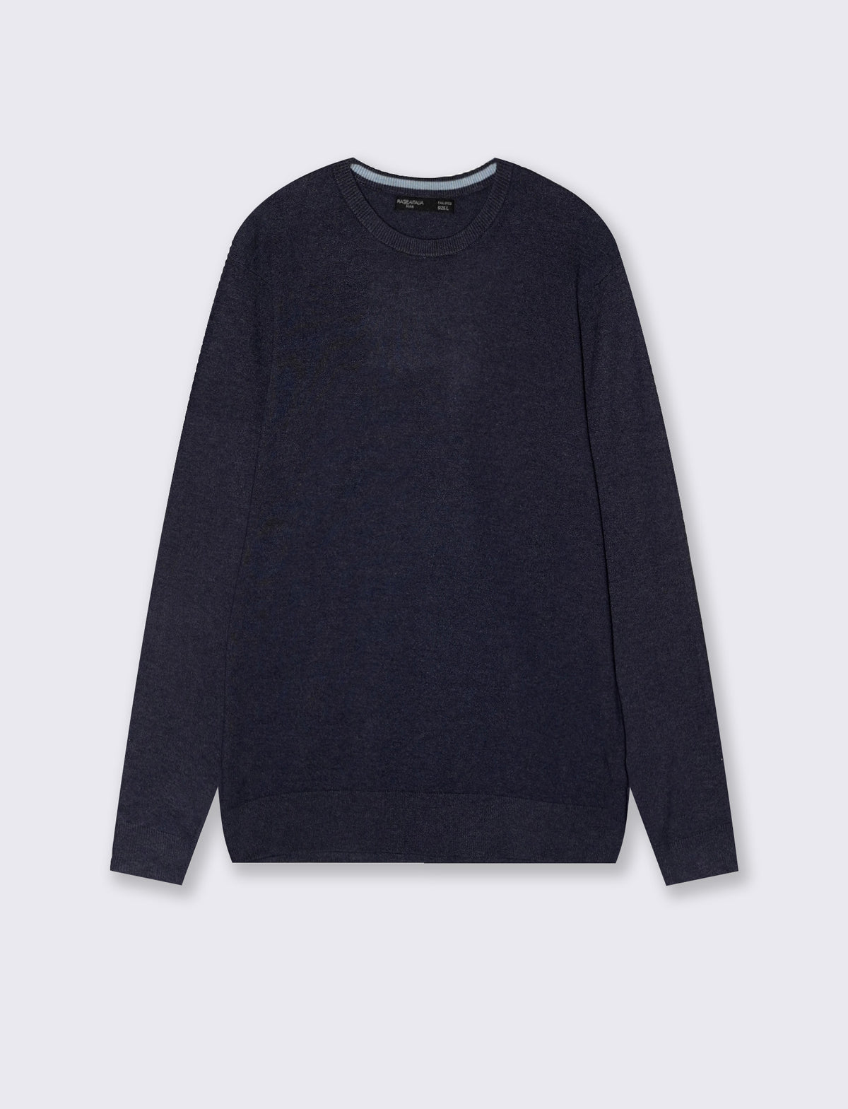 Maglia girocollo premium con toppe gomito - Blu melange