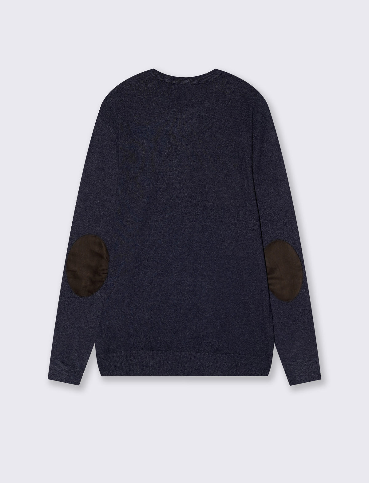Maglia girocollo premium con toppe gomito - Blu melange