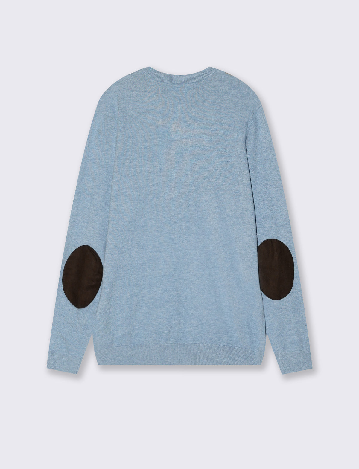 Premium crew neck sweater with elbow patches - Sky blue
