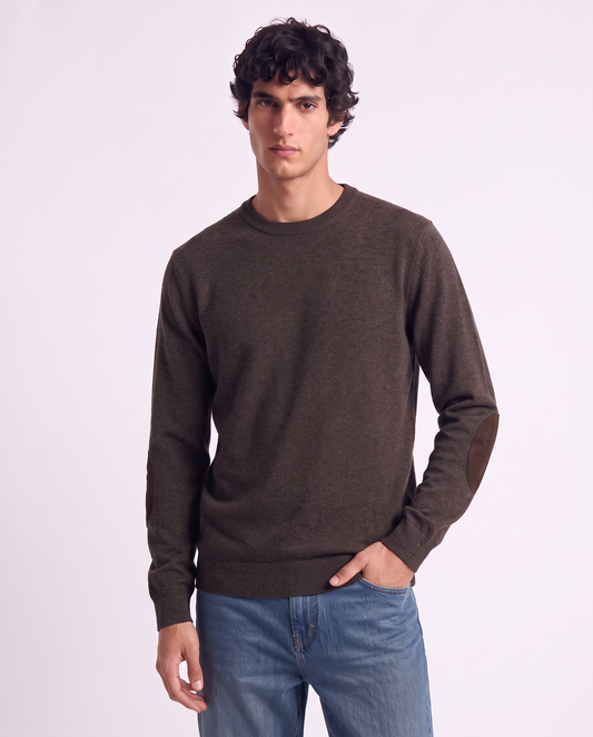 Premium crew neck sweater with elbow patches - 