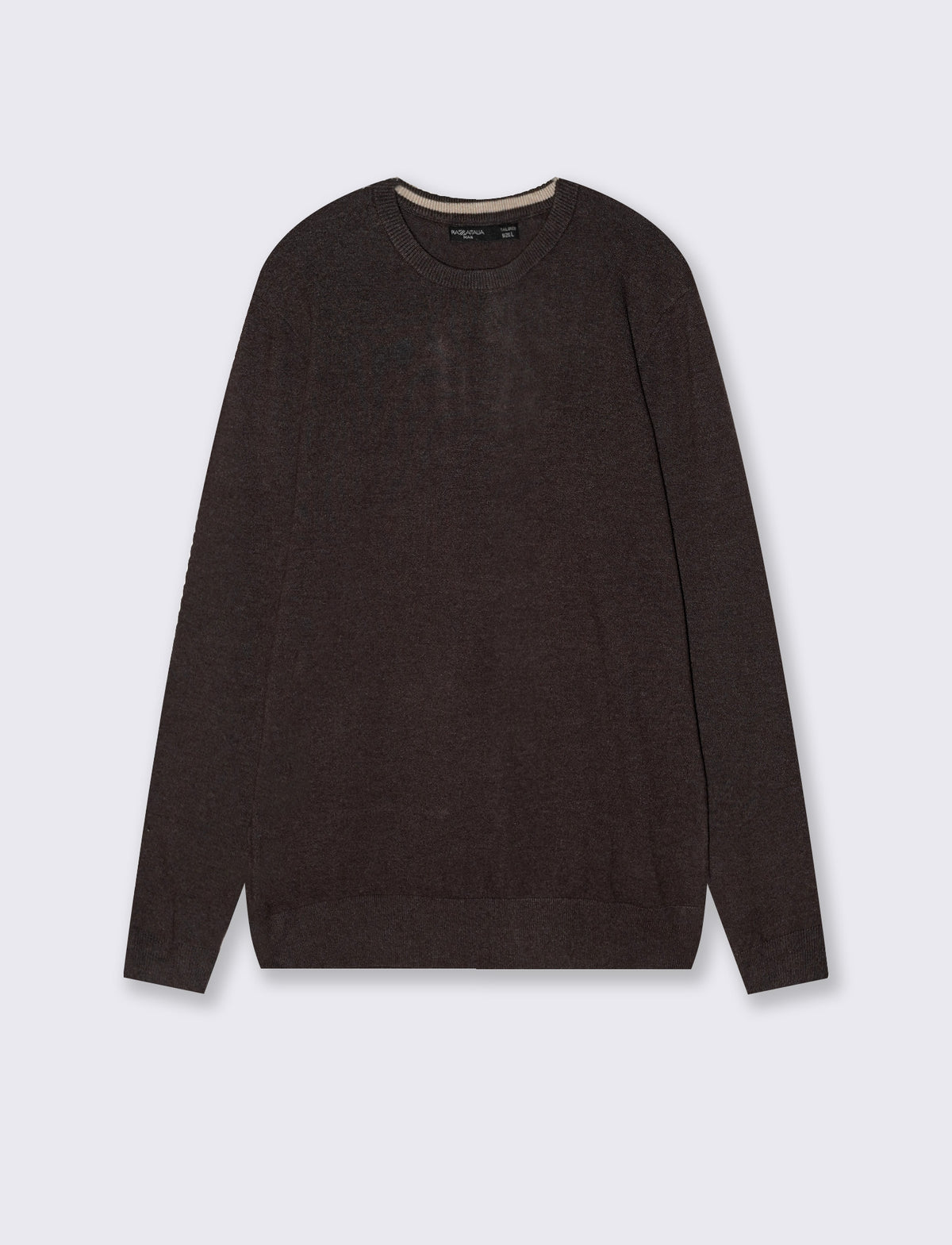 Maglia girocollo premium con toppe gomito - moro/melange