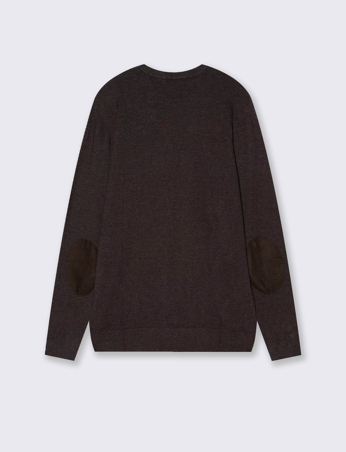 Maglia girocollo premium con toppe gomito - moro/melange