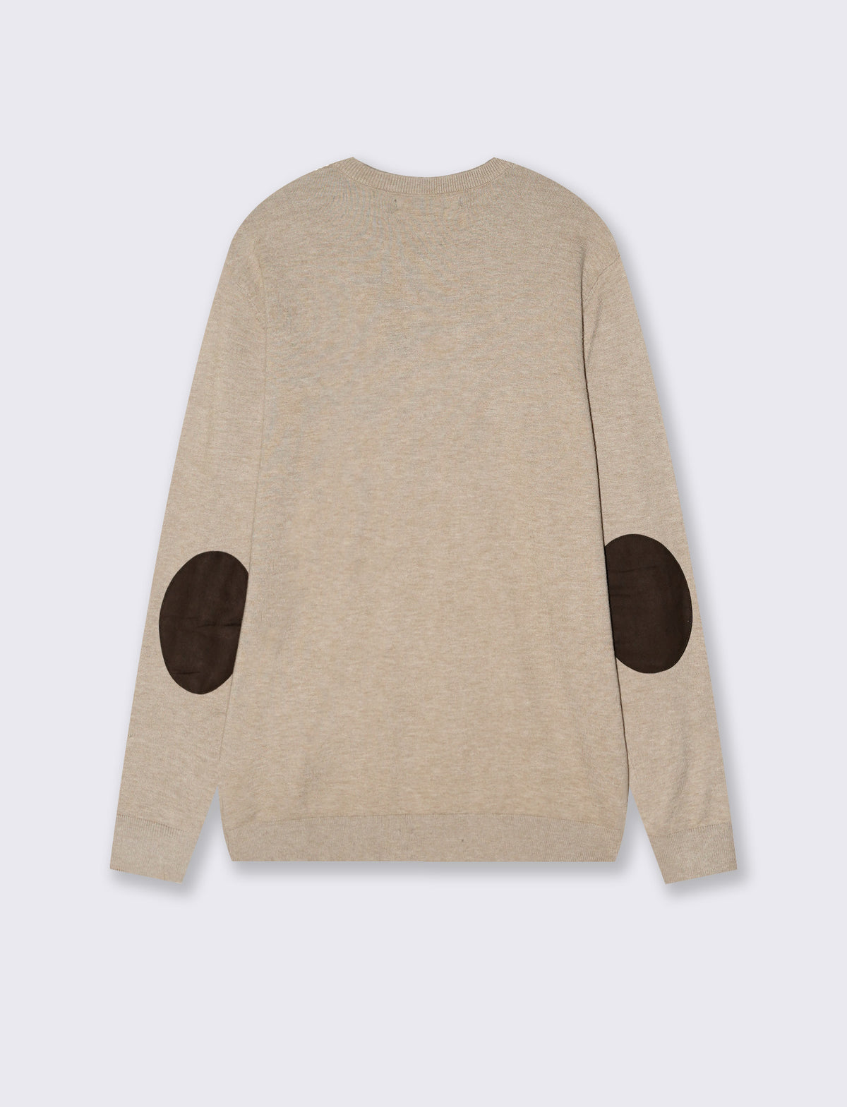 Maglia girocollo premium con toppe gomito - Beige melange