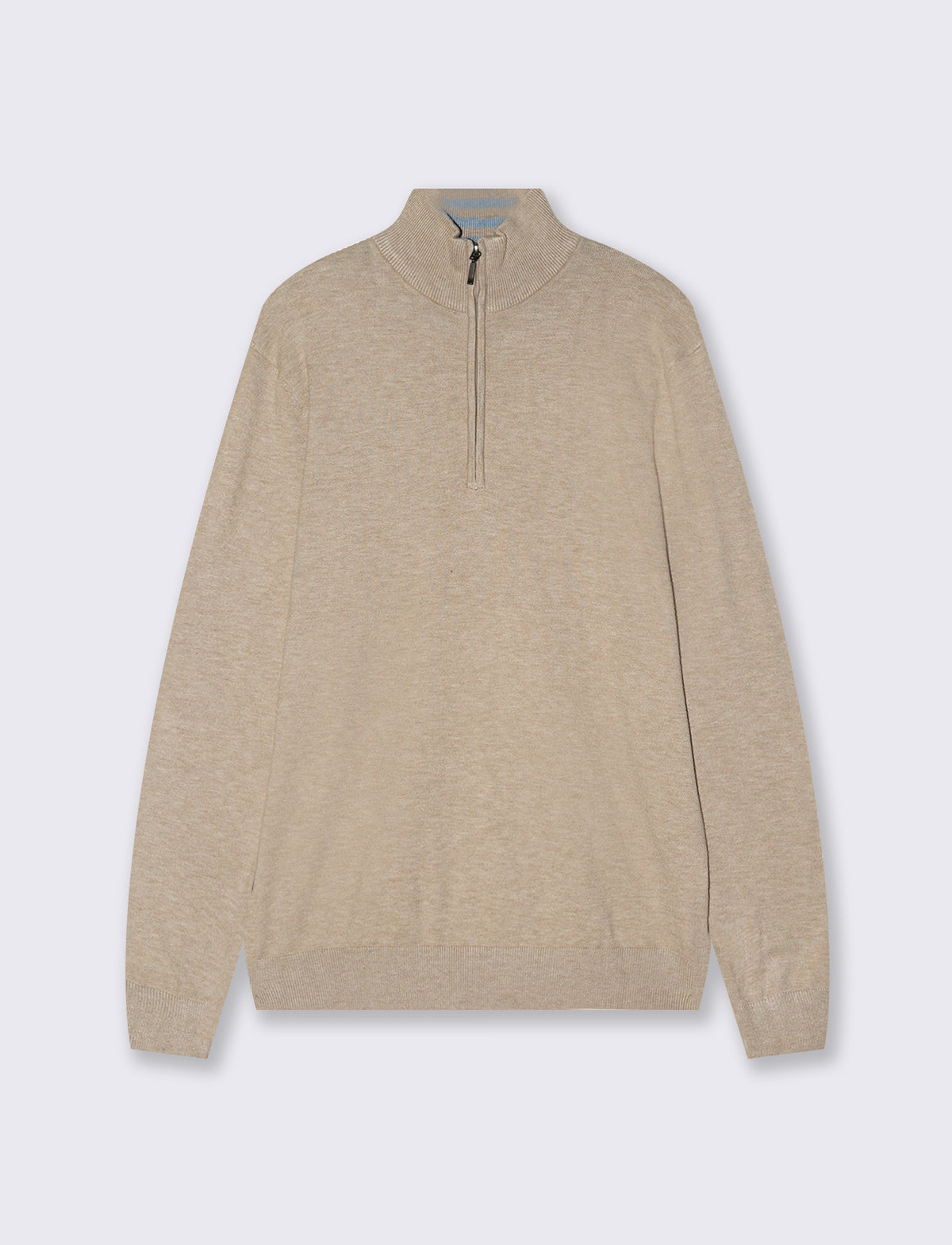 Maglia collo alto con zip e toppe suede - Beige melange