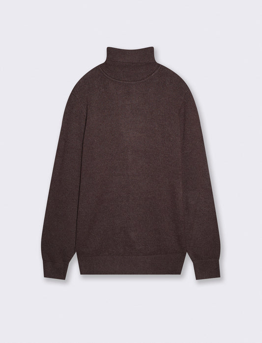 Maglia Collo Alto Filato Premium Rasato - moro/melange