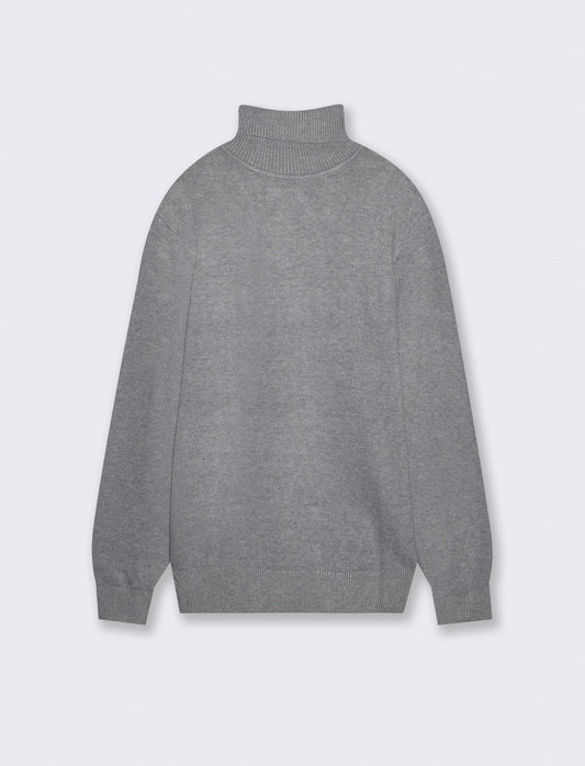Maglia Collo Alto Filato Premium Rasato - Grigio mel.