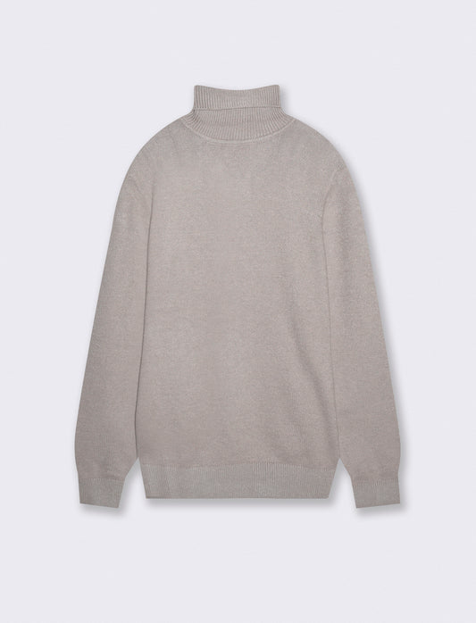 Maglia Collo Alto Filato Premium Rasato - Tortora melange