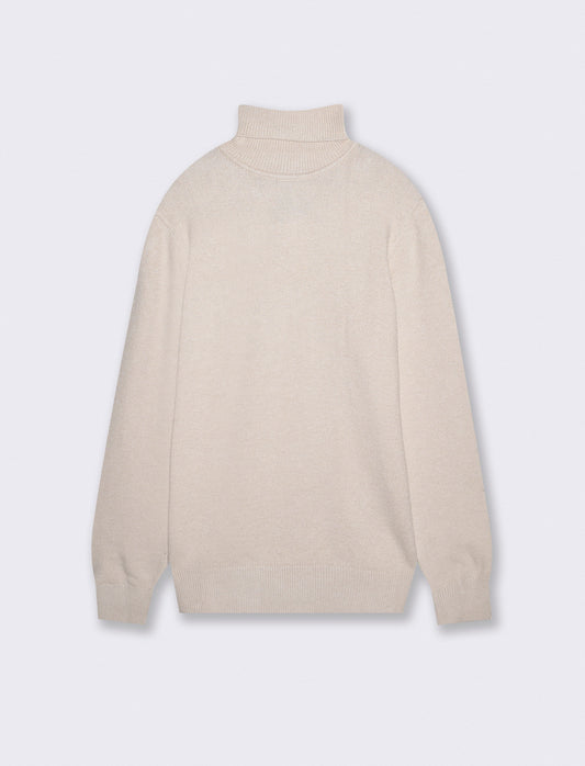 Maglia Collo Alto Filato Premium Rasato - Bianco