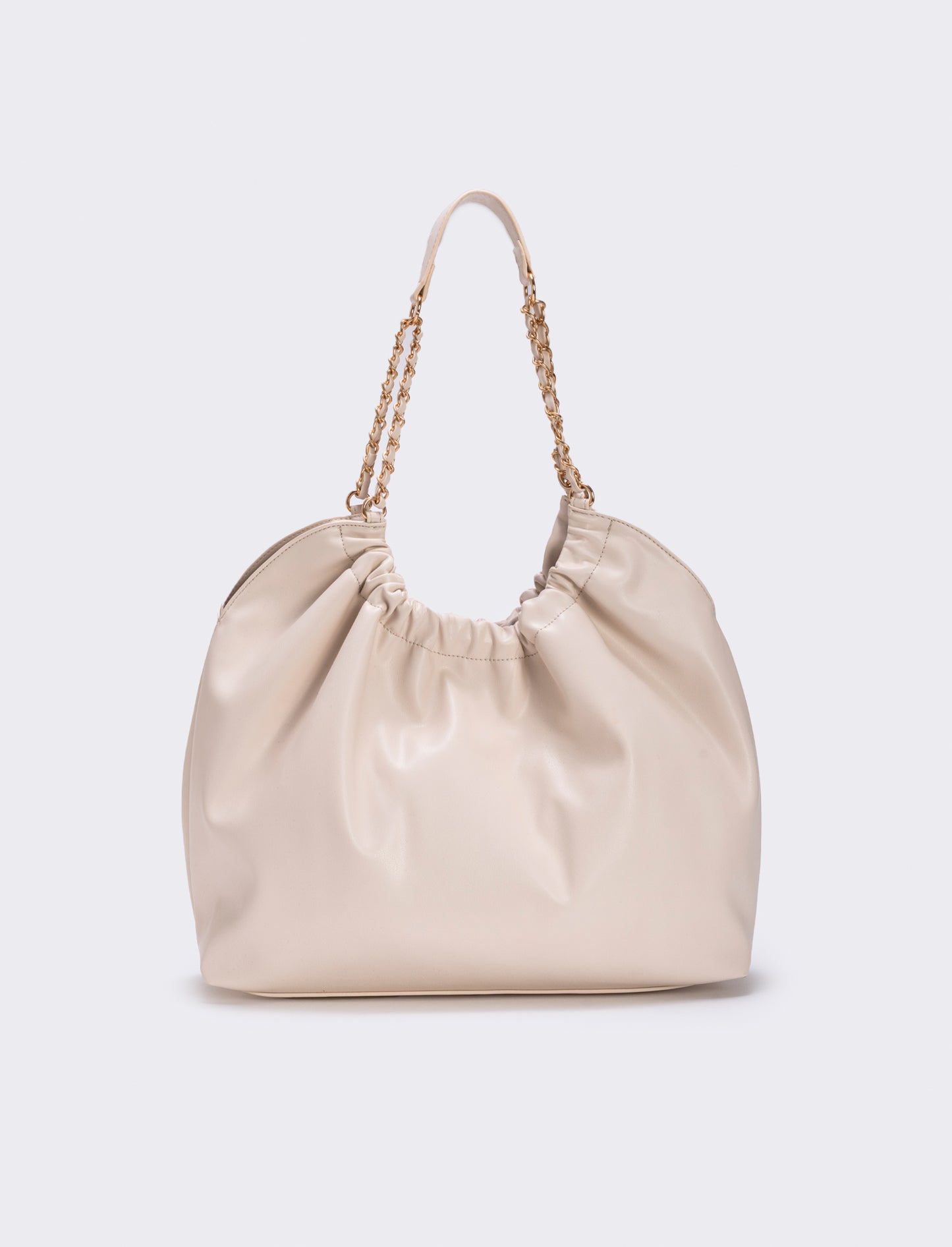 Shoulder Bag with Chain Strap - Beige